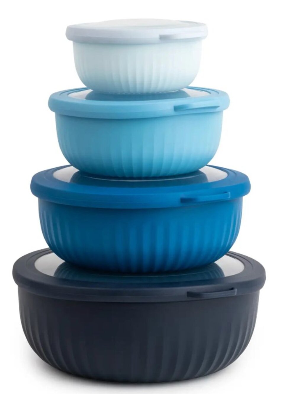 8pc Ribbed Round Storage Bowls - Blue Ombre
